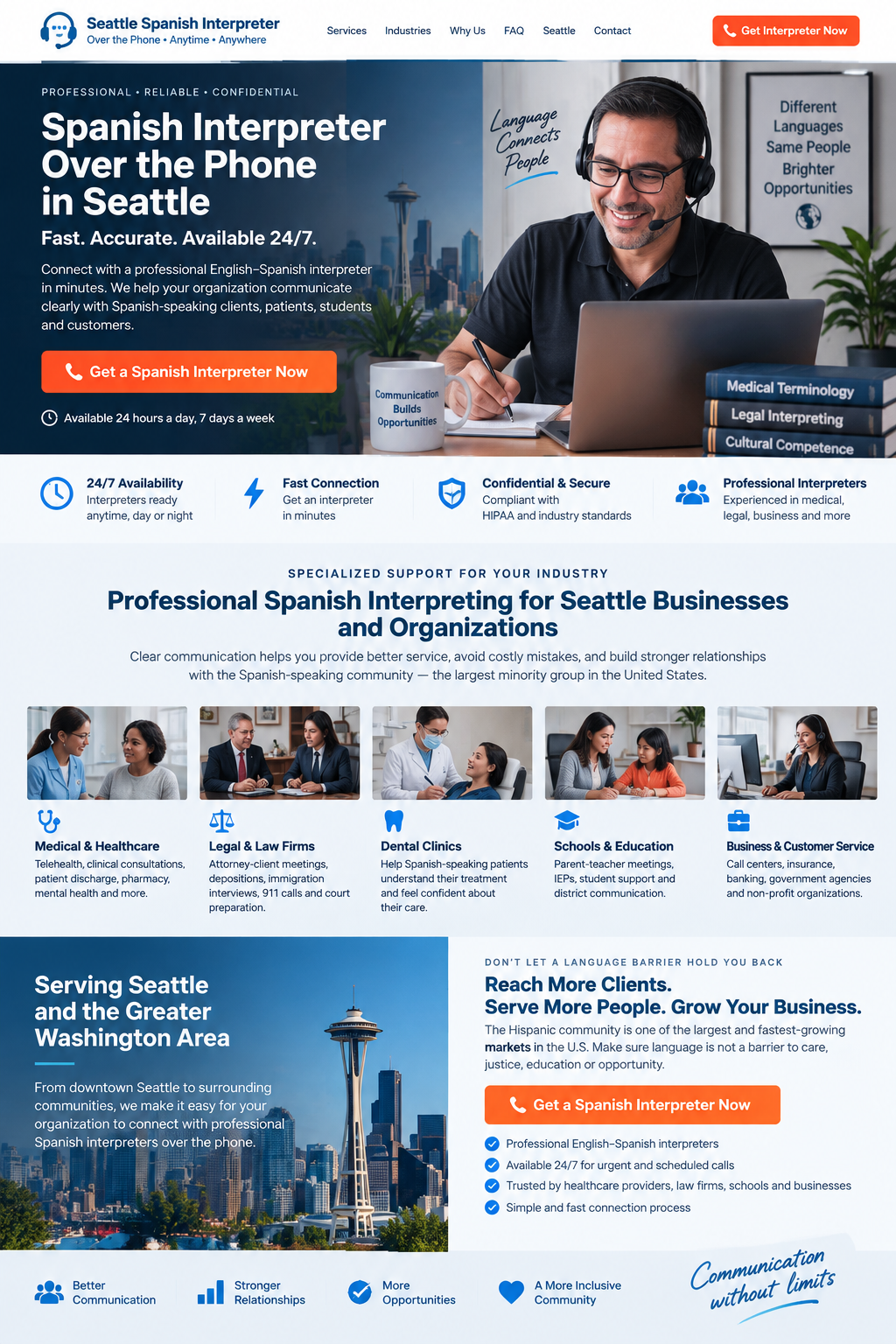 Spanish over-the-phone interpretation service in Seattle Washington